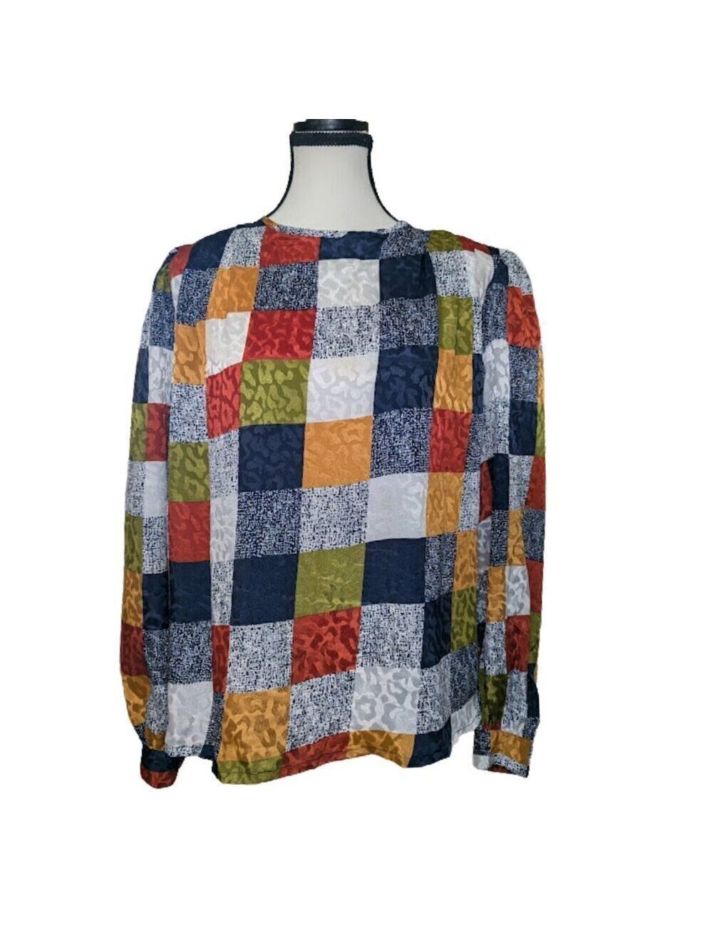 Vintage Nicola Patchwork Print Blouse Women’s Size 10– Made in USA